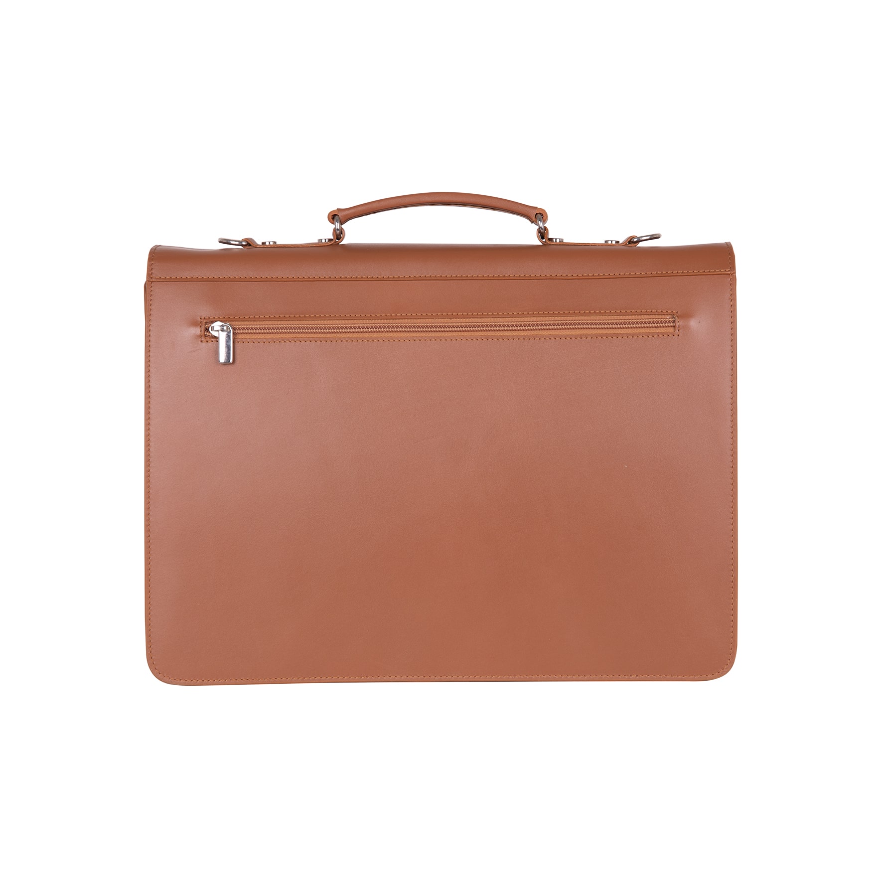 Back view of the Turin briefcase in Persian color with zipper pocket.