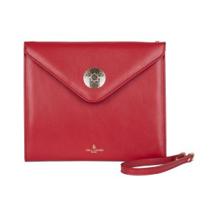 Exterior Daisy bolso de cuero para mujer en color rojo. Envelope bag