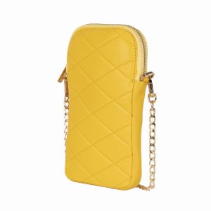 Poppy lado bolso de cuero para dama en color amarillo, poppy bag