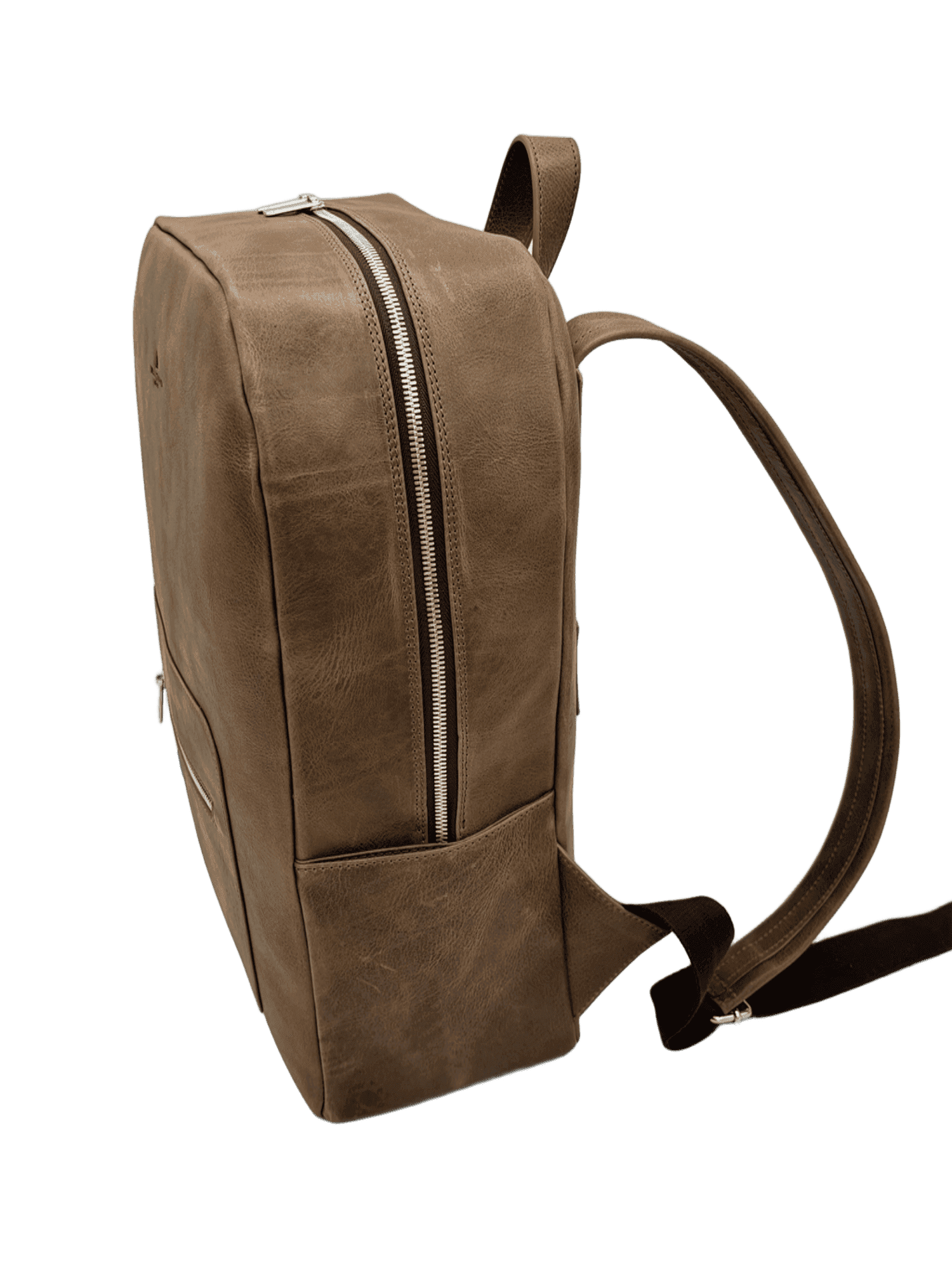 Men's leather backpack zipper profile